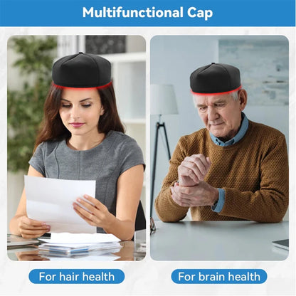 People wearing the Glow Cap at home while working, reading and relaxing